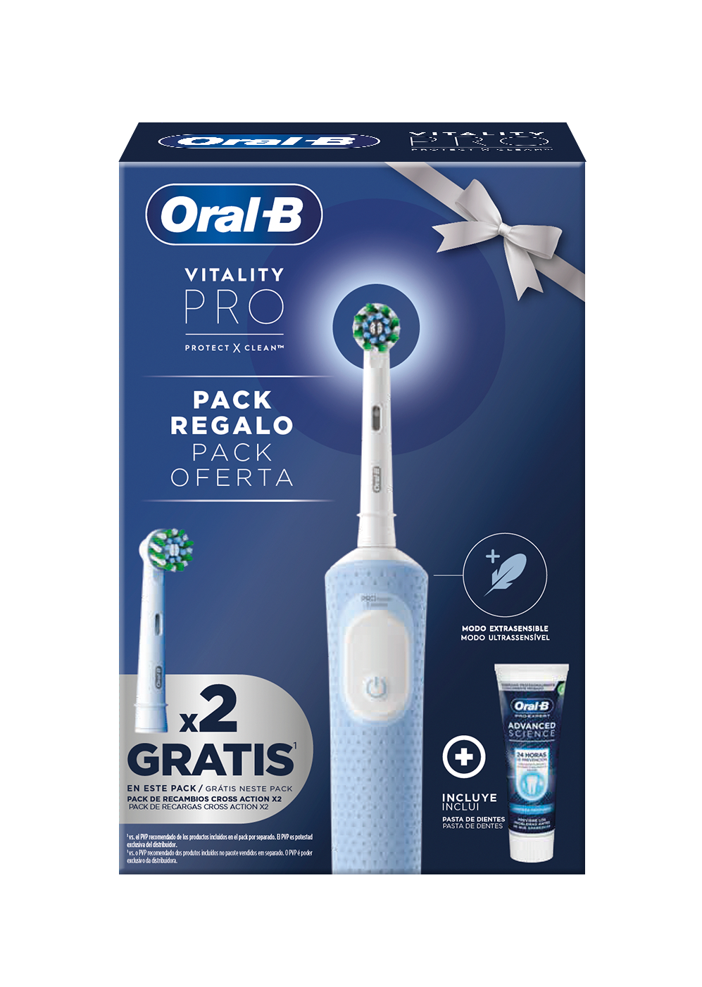 Oral-B Pack Regalo Vitality Pro Cepillo Eléctrico + 2 Recambios +