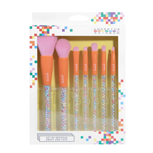 Tools For Beauty MiMo Multicolor Set - Set pinceles y brochas de maquillaje  con neceser, 11uds.