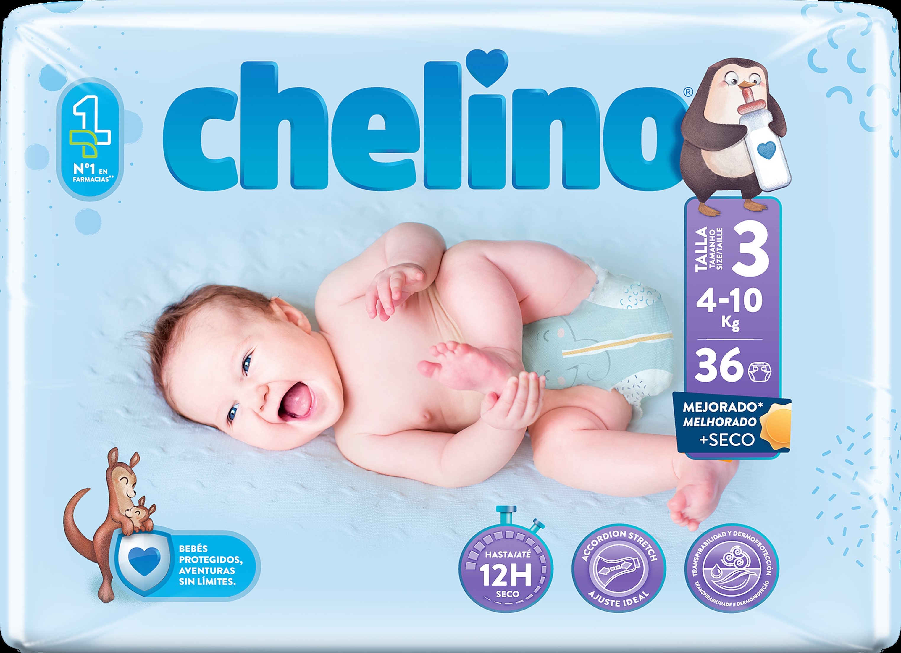 PAÑAL INFANTIL CHELINO NATURE TALLA 3 36 UNIDADES