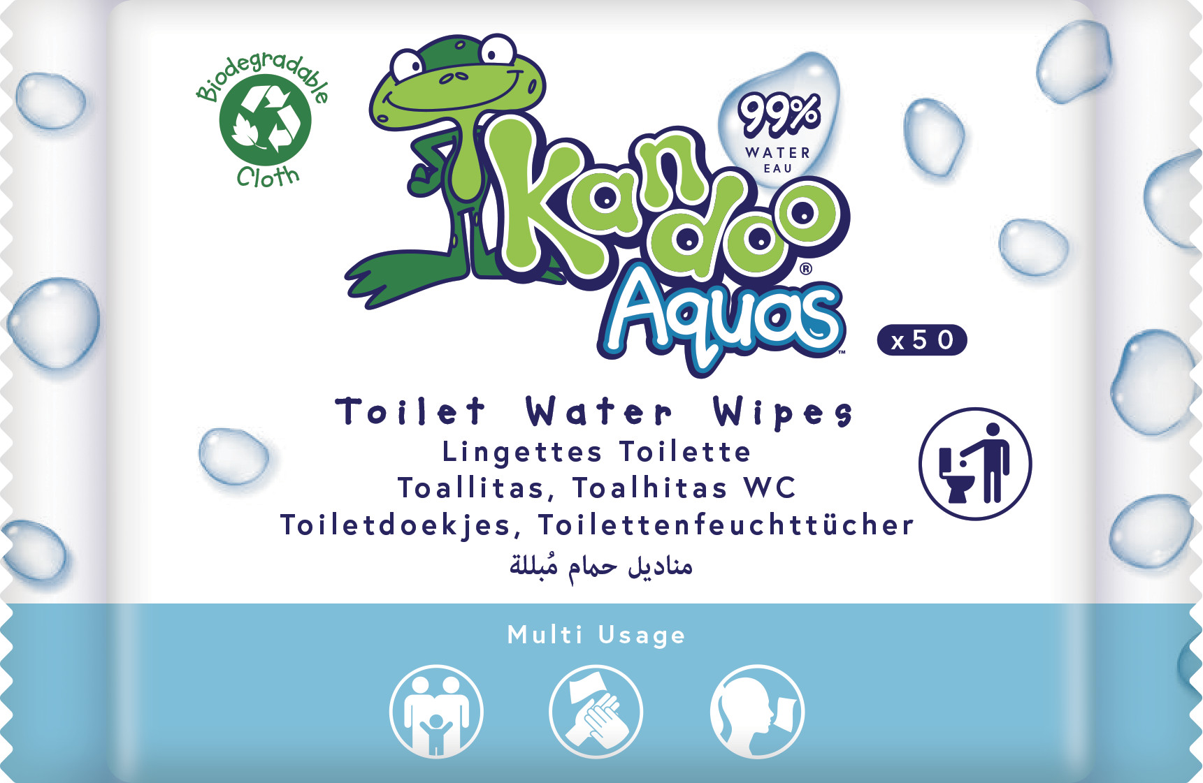 Kandoo Pack de 60 Lingettes Toilette Multi-Usage 99 % Eau Aquas :  : Bébé et Puériculture