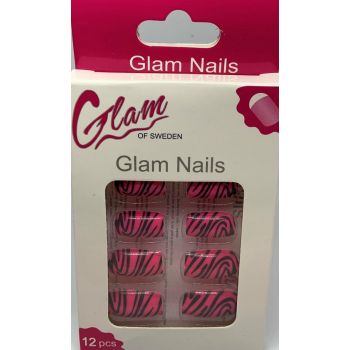 Uñas Postizas Cebra Rosa