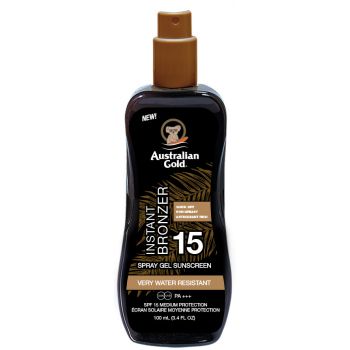 Instant Bronzer Gel en spray Protector solar con autobronceador