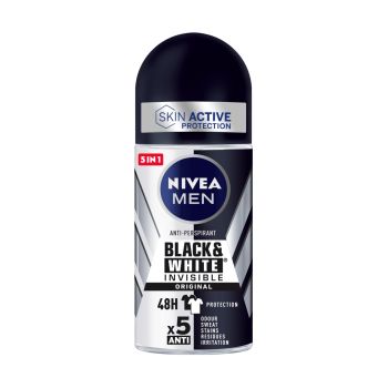 Men Black & White Invisible Desodorante Roll On
