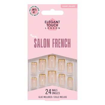 Uñas Postizas Salon French Gold Chrome