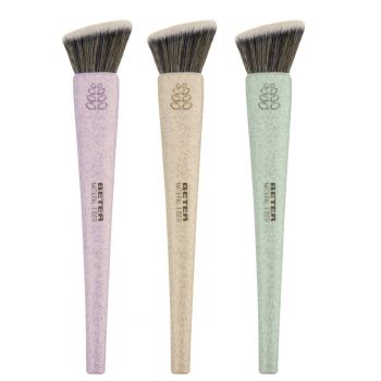 Natural Fiber Brocha Flat Top Kabuki Maquillaje Fluido