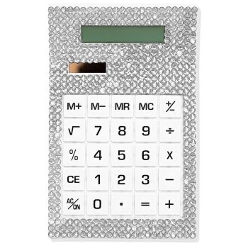 Calculadora Solar con Strass Plata