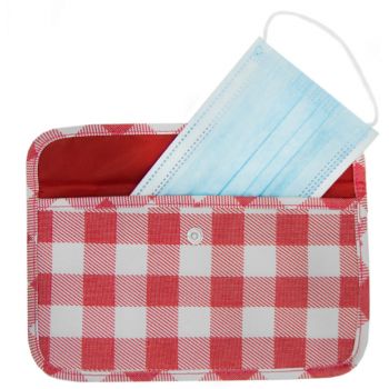 Funda Porta Mascarillas de Tela Cuadros Vichy Rojos