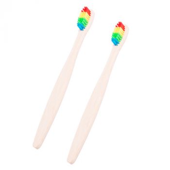 Set Cepillo de Dientes Arcoíris Bambú