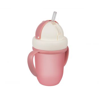 Taza con Pajita Plegable de Silicona color Rosa Taza con Pajita Plegable de Silicona color Rosa