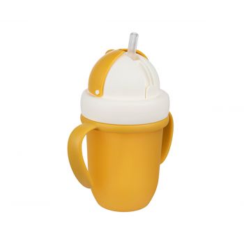 Taza con Pajita Plegable de Silicona color Naranja Taza con Pajita Plegable de Silicona color Naranja