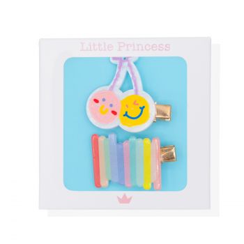 Little Princess Set 2 Clips Cerezas y Arcoíris