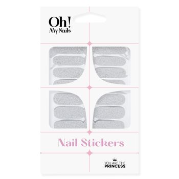 Oh My Nails Stickers Silver Glitter