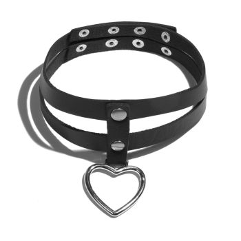 Choker Doble Efecto Cuero Corazón