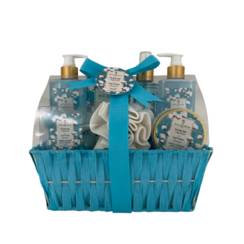 Set Spa Cotton Flower Cesta Azul Set Spa Cotton Flower Cesta Azul