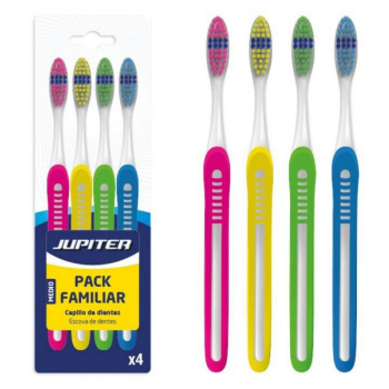 Pack Cepillo Dientes Neon Familiar 4 Colores
