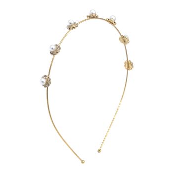 Oh My Hair Fita para a cabeça fina Flores com strass e pérolas