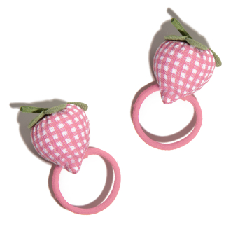 Set 2 Gomas de Pelo Fresa Acolchada Gingham Set 2 Gomas de Pelo Fresa Acolchada Gingham