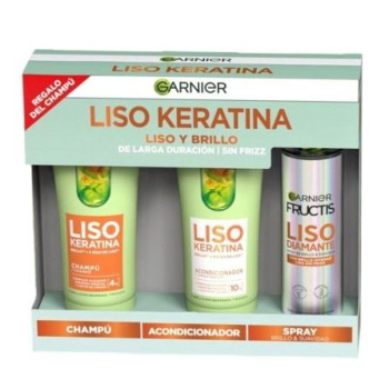 Pack Fructis Liso Keratina Champú + Acondicionador + Spray Liso Diamante