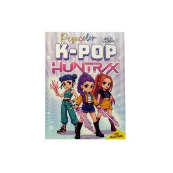 Libro Colorear K-Pop Huntrix PegaColor Con Pegatinas