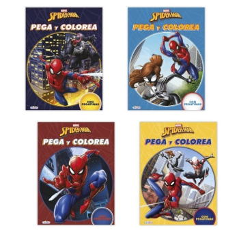 Libro Colorear Spiderman PegaColor Con Pegatinas