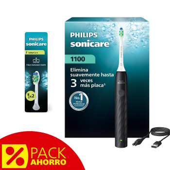 Cepillo eléctrico Series 1100 + Pack de 2 recambios de cabezales InterCare