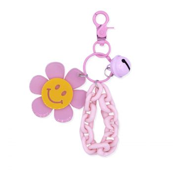  Chaveiro Flor Smiley e Cascabel 