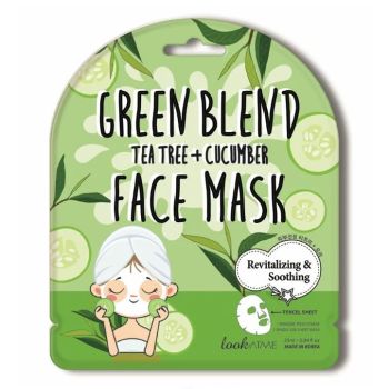 Mascarilla facial calmante y revitalizante con extracto de árbol de té y pepino