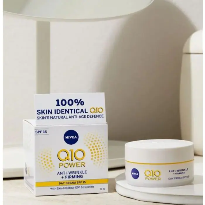 NIVEA Q10 Power Anti-Falten Tagescreme Mit LSF 15 – 50 Ml, Mit Coenzym Q10 & Kreatin