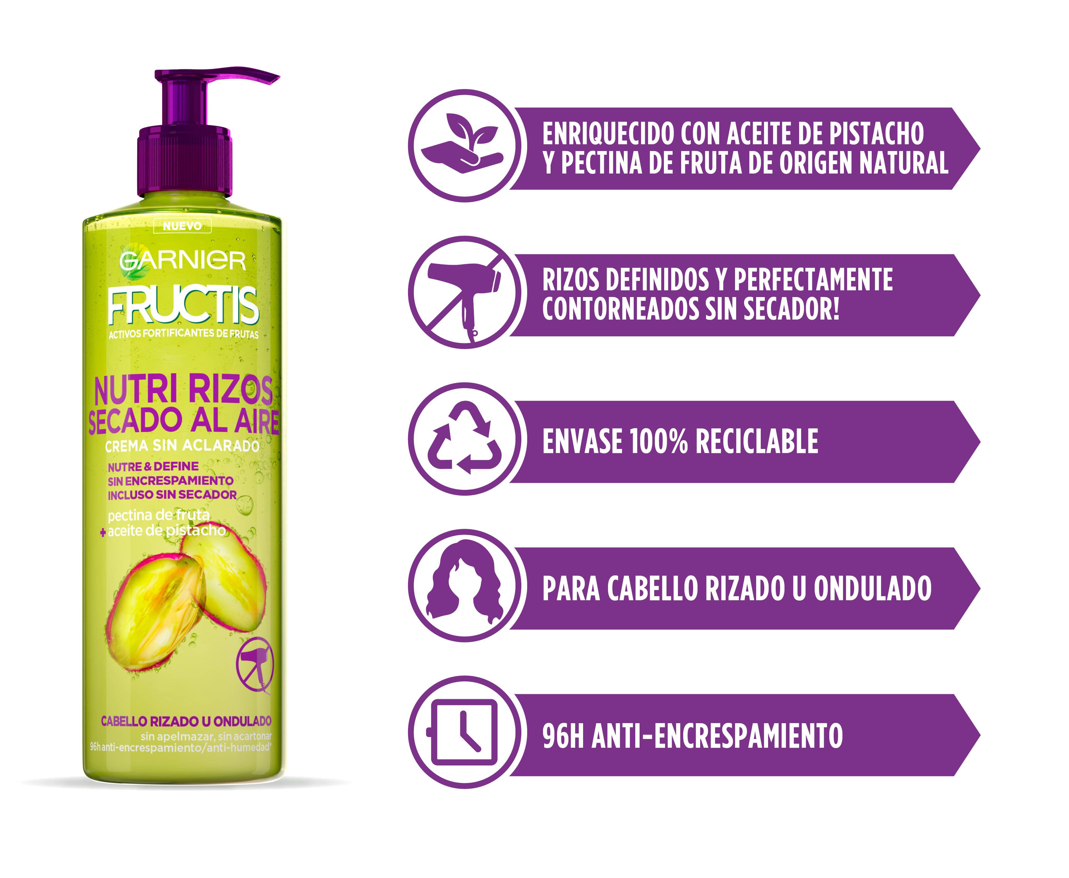 Aire Libre Pelo Rizado Secado Al Aire Garnier Fructis Crema Sin