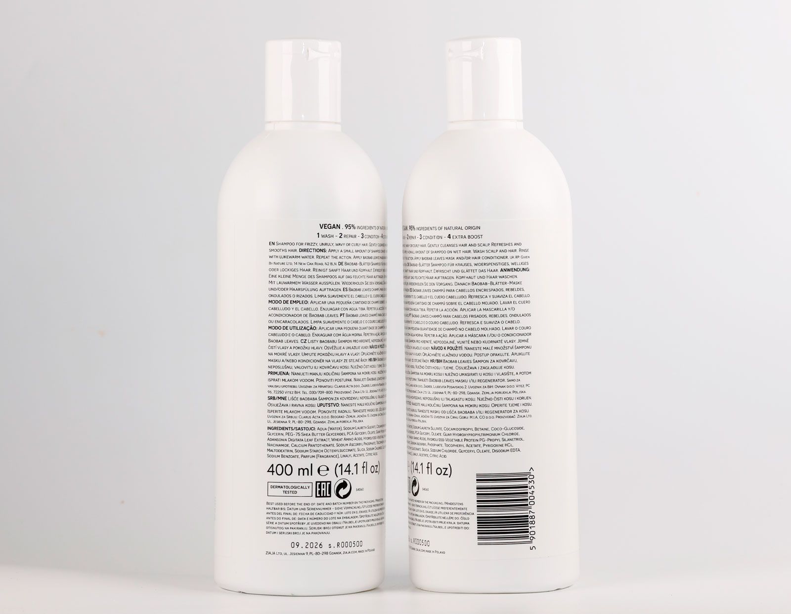 ZIAJA Baobab PLANT ESSENTIALS Glättendes Shampoo - Vegan, 95% Natürliche Inhaltsstoffe - Für Lockiges, Widerspenstiges Haar