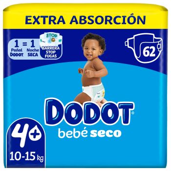 Pañales Bebé Seco Talla 4+  de 10 a 15Kg