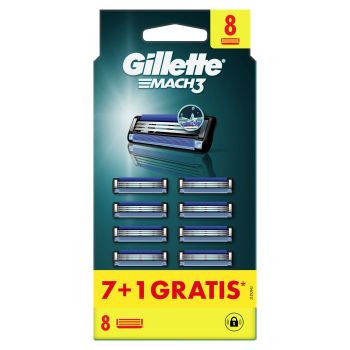 Gillette Mach3 Pack Ahorro 7+1 Recambios Para Maquinillas De Afeitar Para Hombre