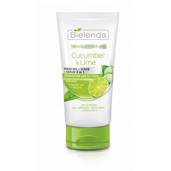 Pepino e lima 3 em 1 exfuliante facial