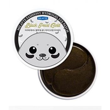 Patches de olhos Black Pearl elegantes de hidrogel Pearl Gold