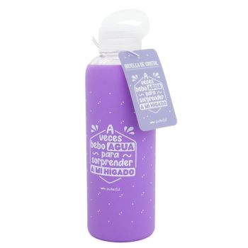 Botella de Cristal "A veces bebo agua para sorprender a mi hígado"