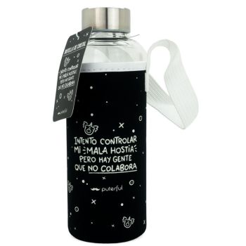 Garrafa de cristal "Estou a tentar controlar o meu mau feitio".