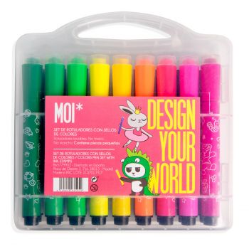 Conjunto de 18 Marcadores com Selos Coloridos