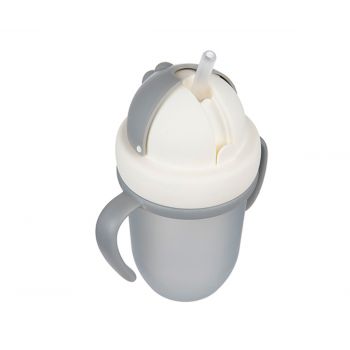 Taza con Pajita Plegable de Silicona color Gris