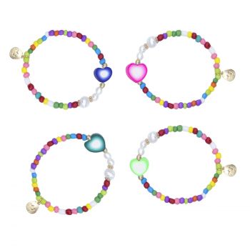 Pulseiras Princess Contas Multicolor Corazón Pulseiras Princess Contas Multicolor Corazón