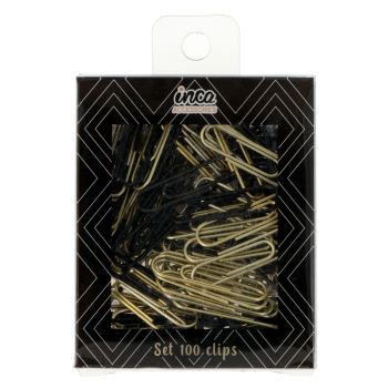 Conjunto de 100 Clipes Pretos e Dourados