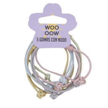 Set 5 Gomas Dobles Pastel con Nudo Set 5 Gomas Dobles Pastel con Nudo