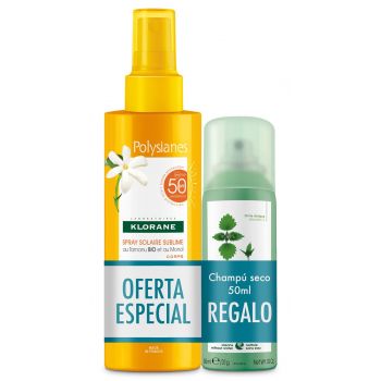 Pacote de spray SPF 50 + shampoo seco urtiga