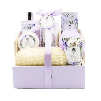 Set de Baño Cesta de Madera Lavanda Botanicals