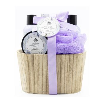 Set de Baño Cubo de Madera Lavender Botanique
