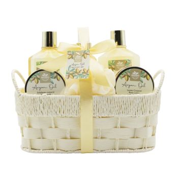 Set de Baño Cesta de Mimbre Aceite de Argán
