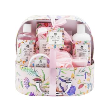 Set de Baño Maleta Vintage Organic Peonía y Dalia