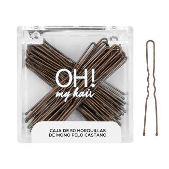 Oh My Hair Caja 50 Horquillas de Moño Pelo Castaño