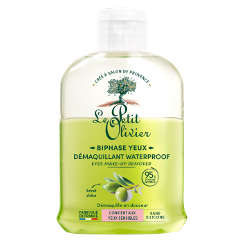 Desmaquilhante de olhos bifásico com extrato de oliveira