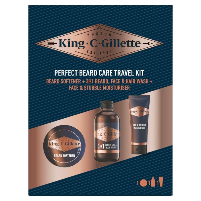 King C. Gillette Perfect Beard Care Travel Kit Set Cuidado de Barba
