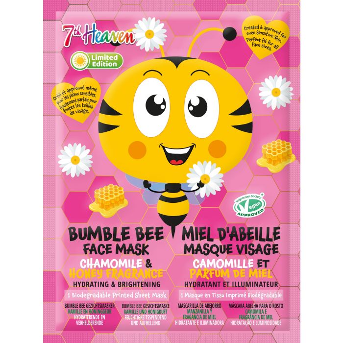 Máscara Facial de Tecido Bumble Bee Camomila e Mel